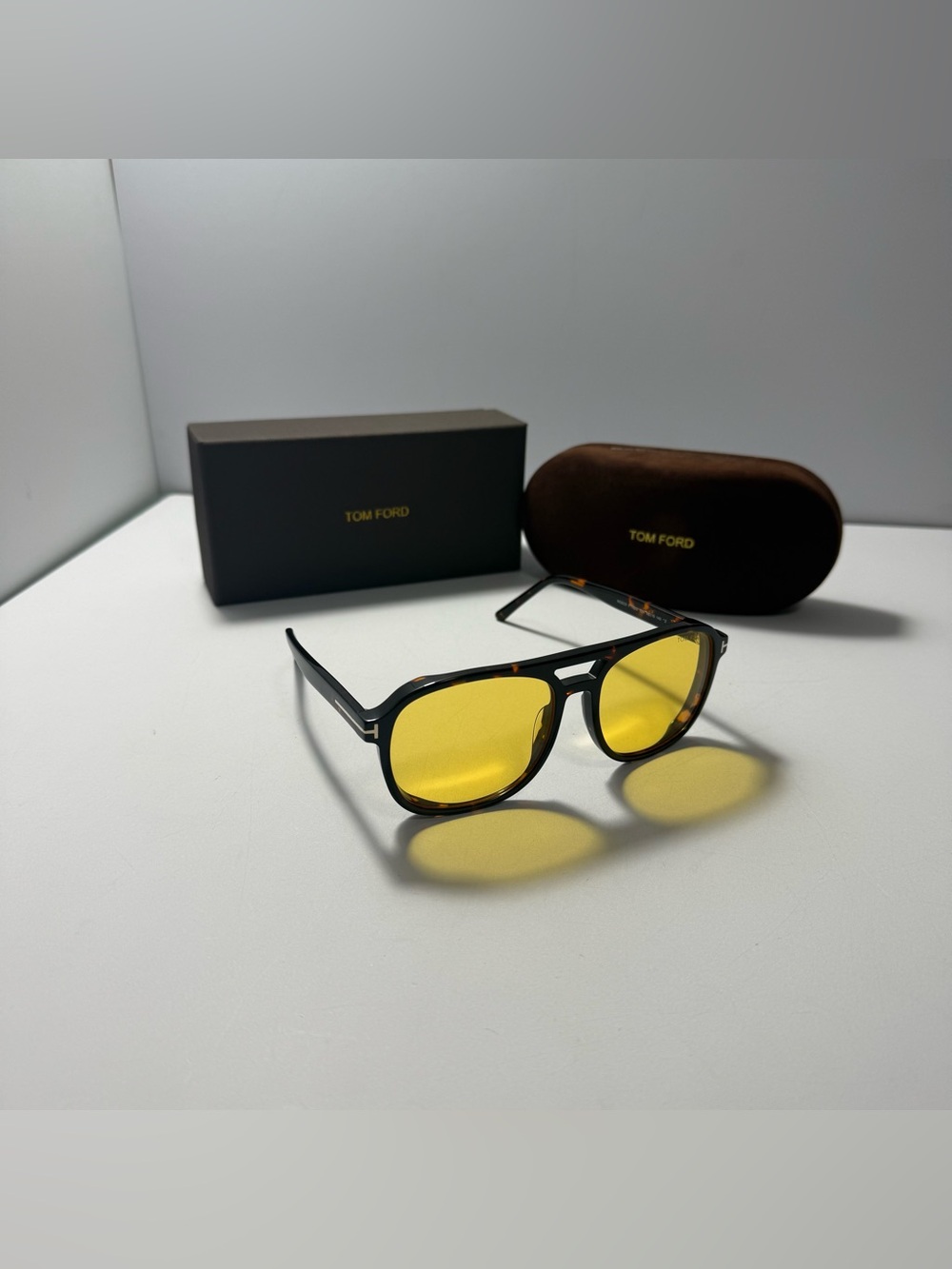 Tom Ford Women's Black Tortoiseshell Frame Yellow Lens Sunglasses
